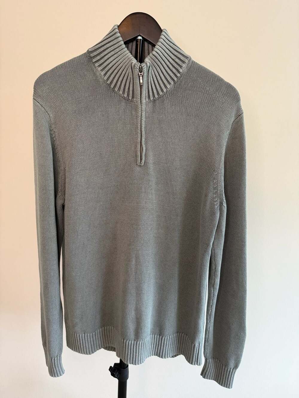 100% Cotton Goodthreads Men's Gray Quarter-Zip Mock Neck Sweater Size M